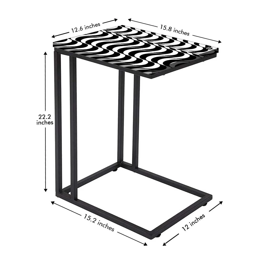 Designer High-field C Table -White Black Waves - Image 5