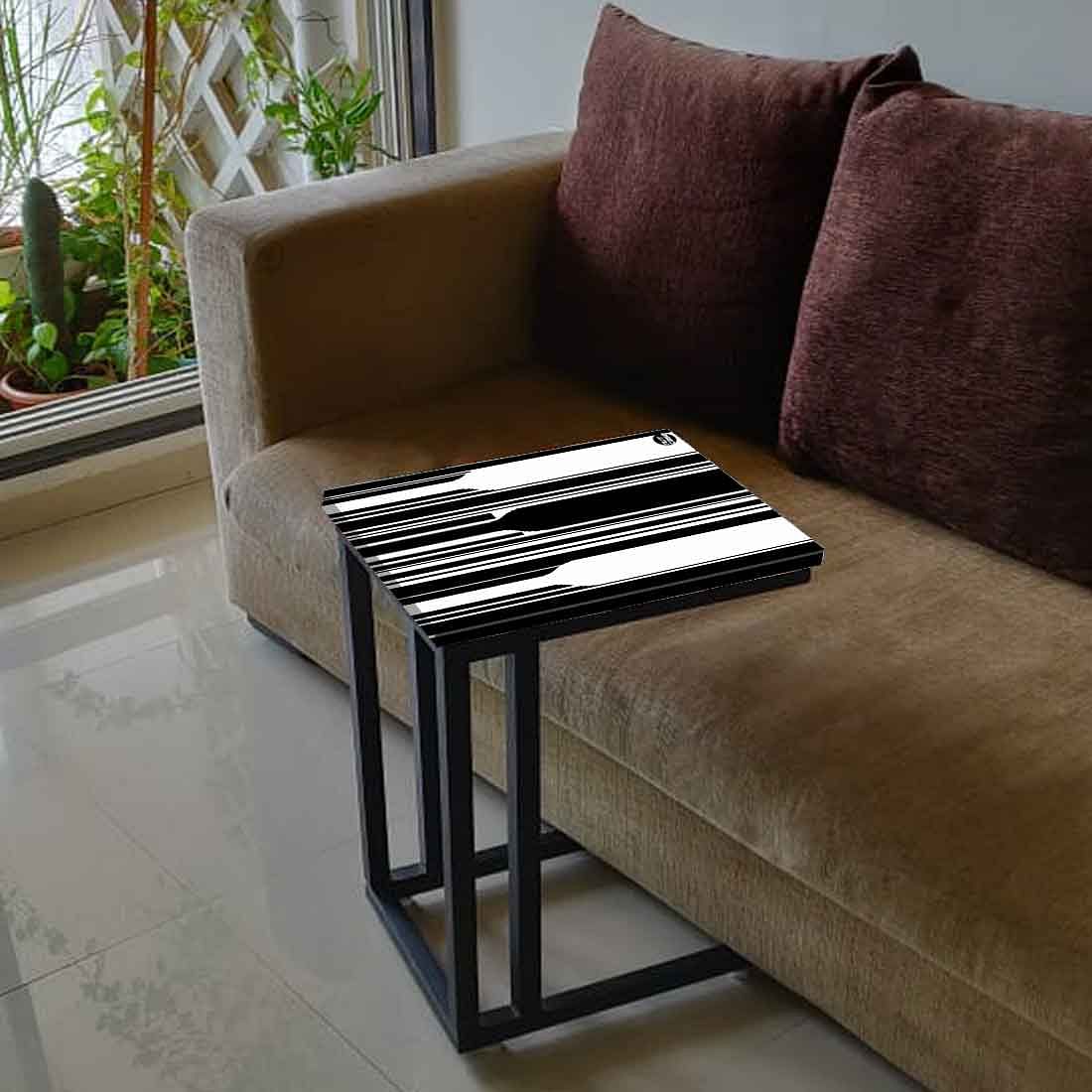 Designer Black C Side Table -Black White Pattern