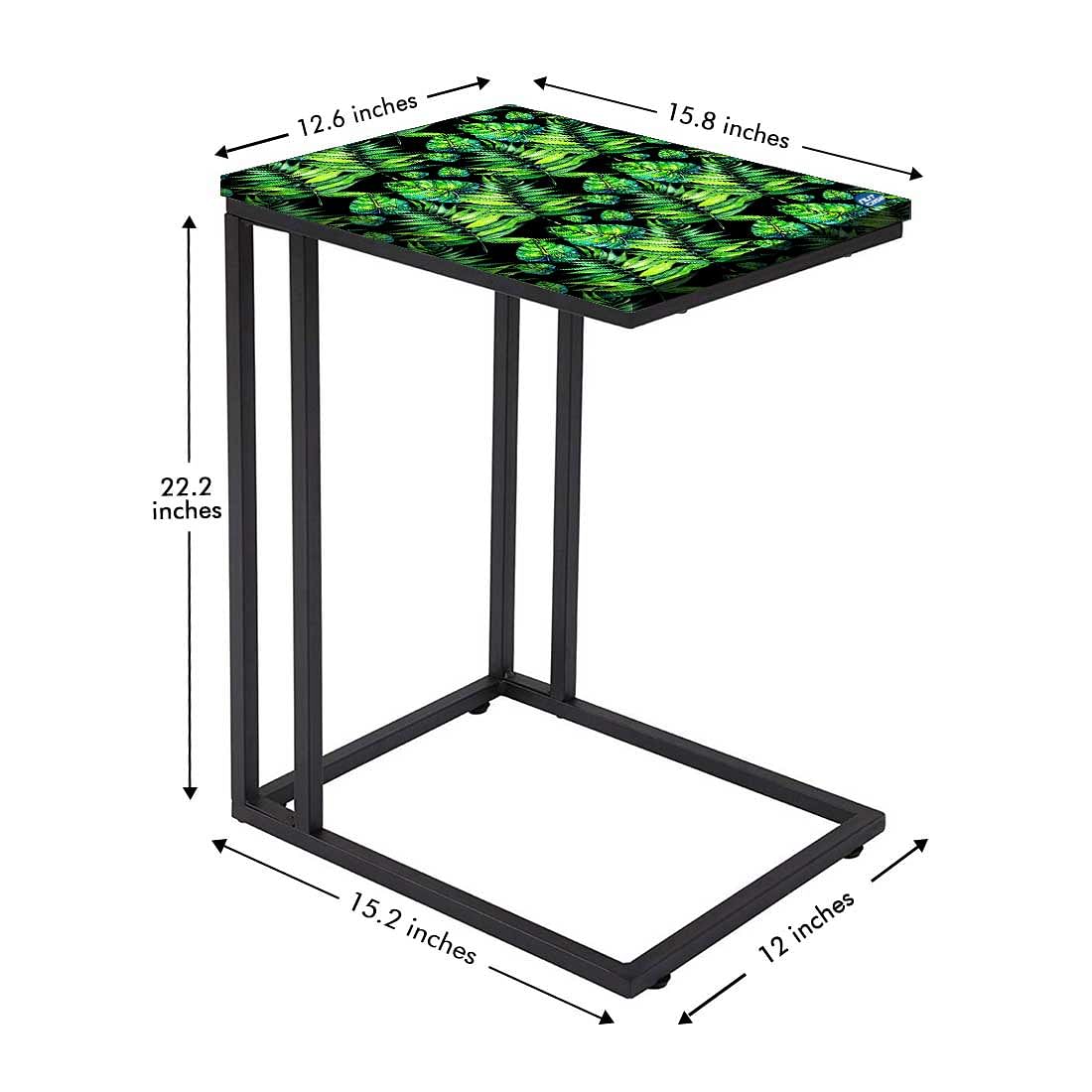 Small Metal C Table For Sofa - Green Tropical - Image 5