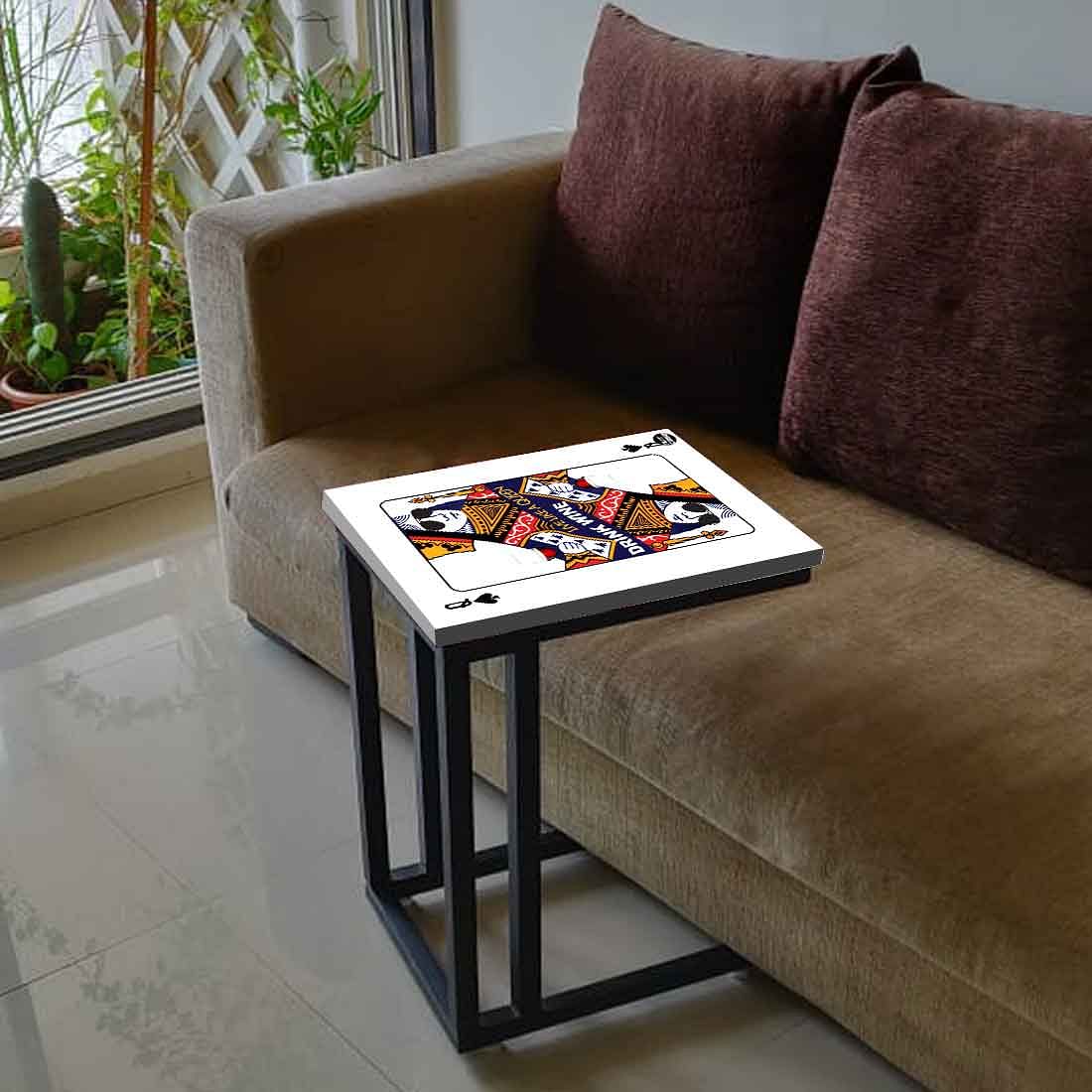 White Metal C Table For Sofa - Queen