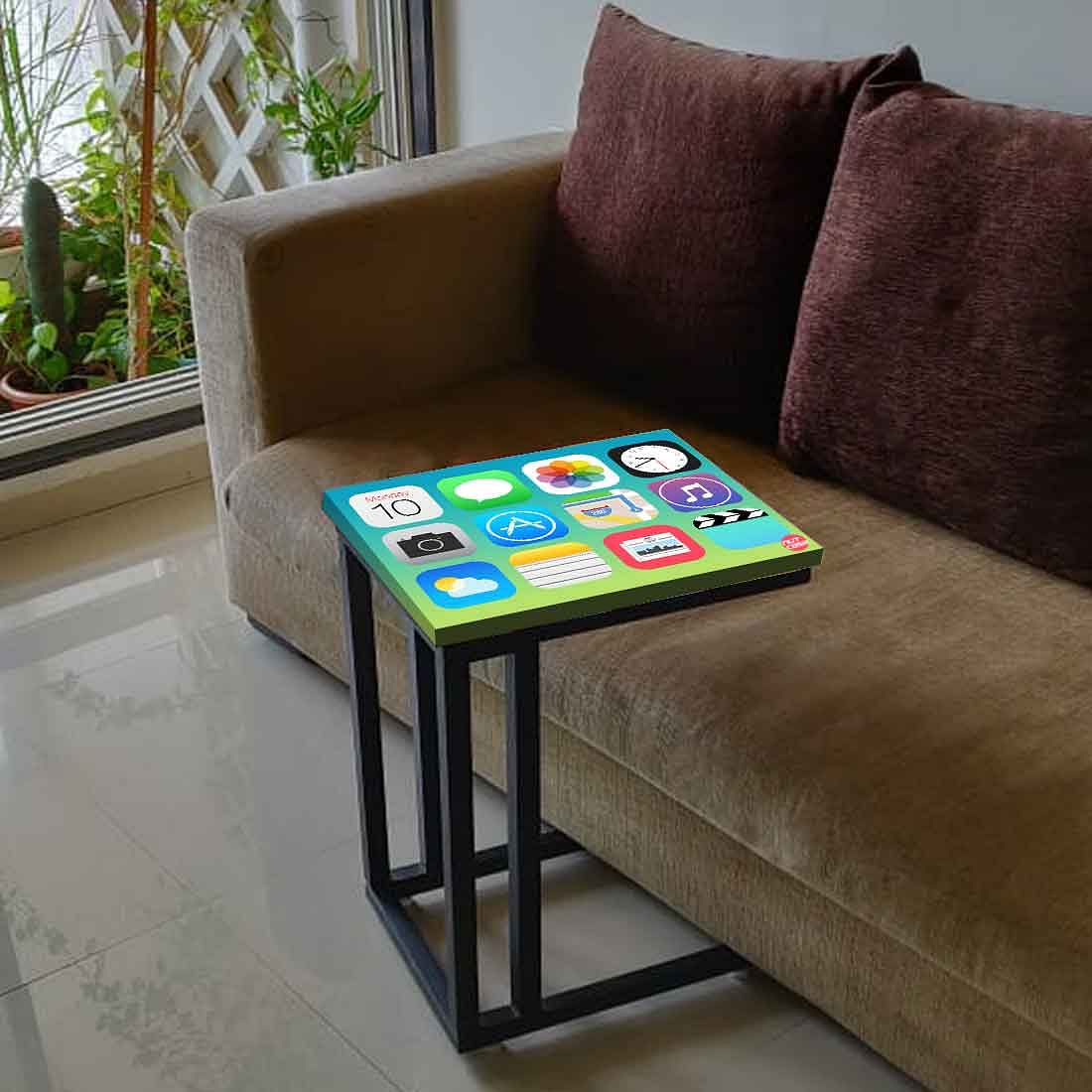 Designer Black Metal C Table - Icons