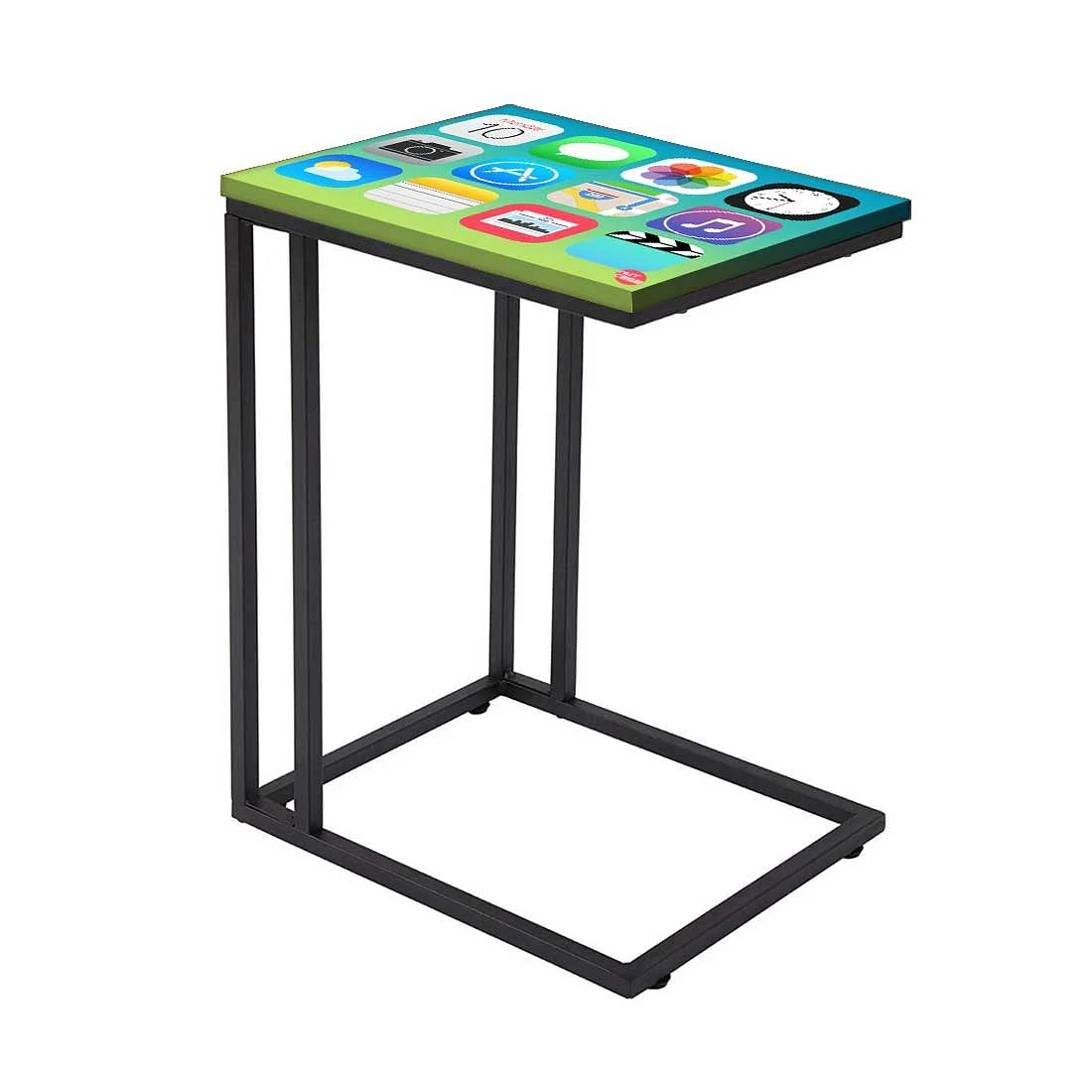 Designer Black Metal C Table - Icons - Image 2