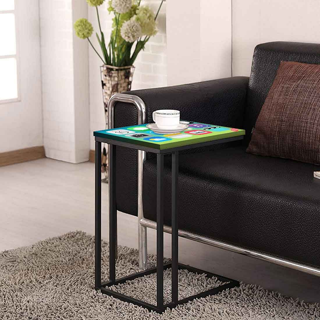 Designer Black Metal C Table - Icons - Image 4