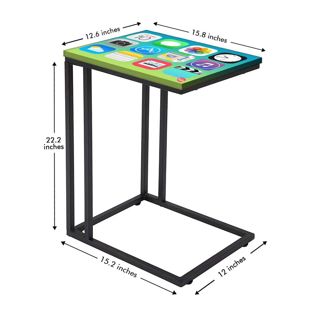 Designer Black Metal C Table - Icons - Image 5