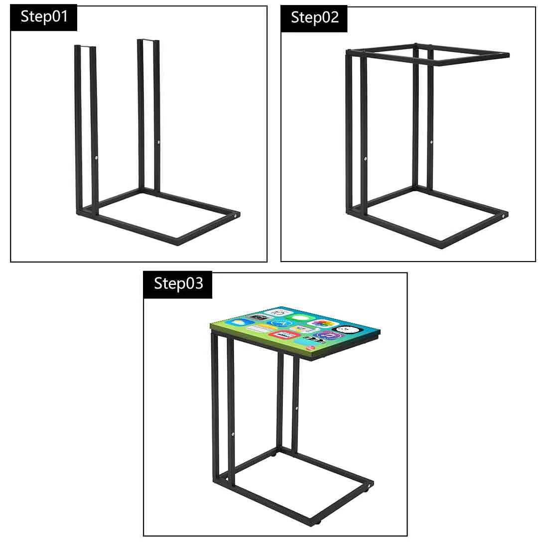 Designer Black Metal C Table - Icons - Image 7