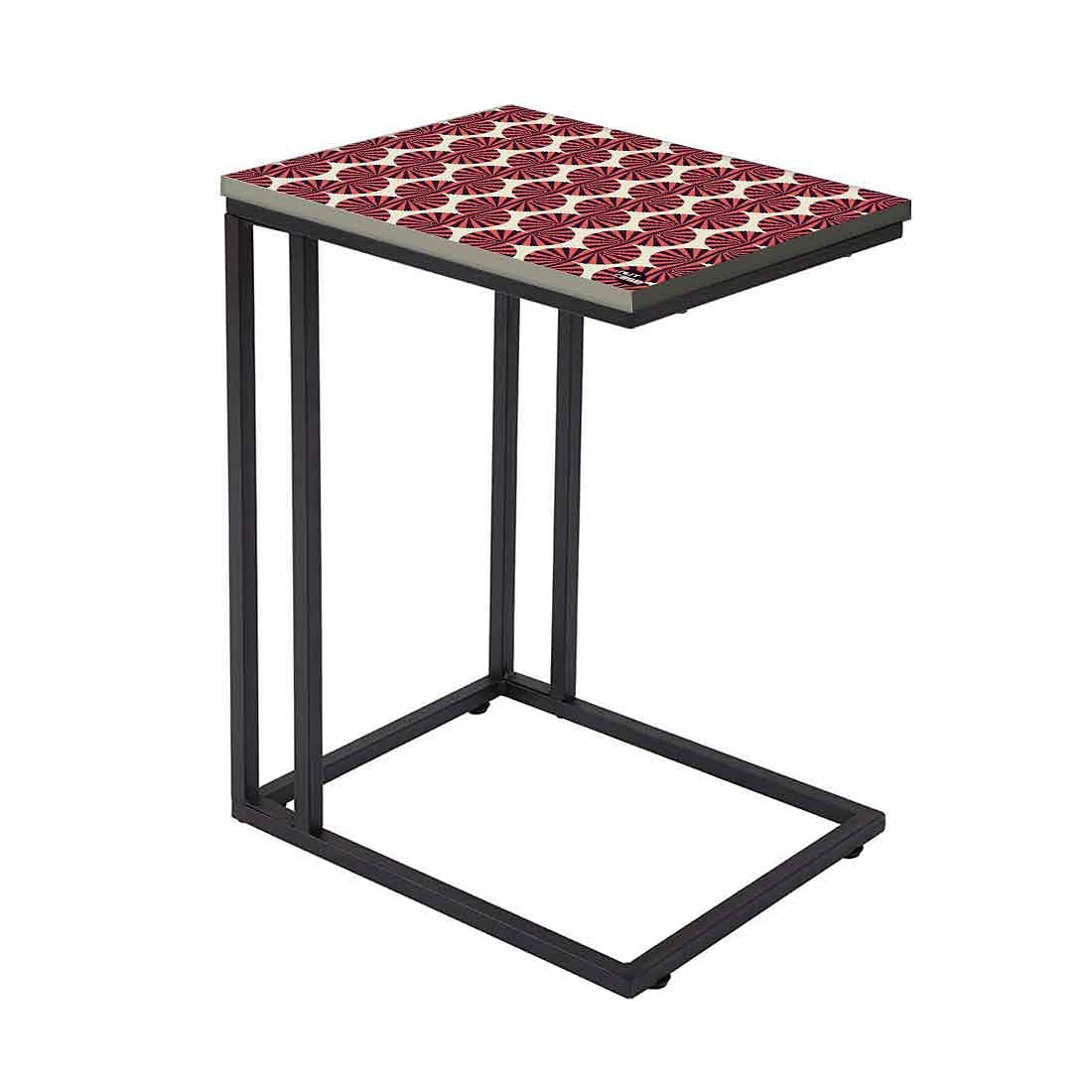 C Shaped Sofa Table - Brown Retro Pattern - Image 2