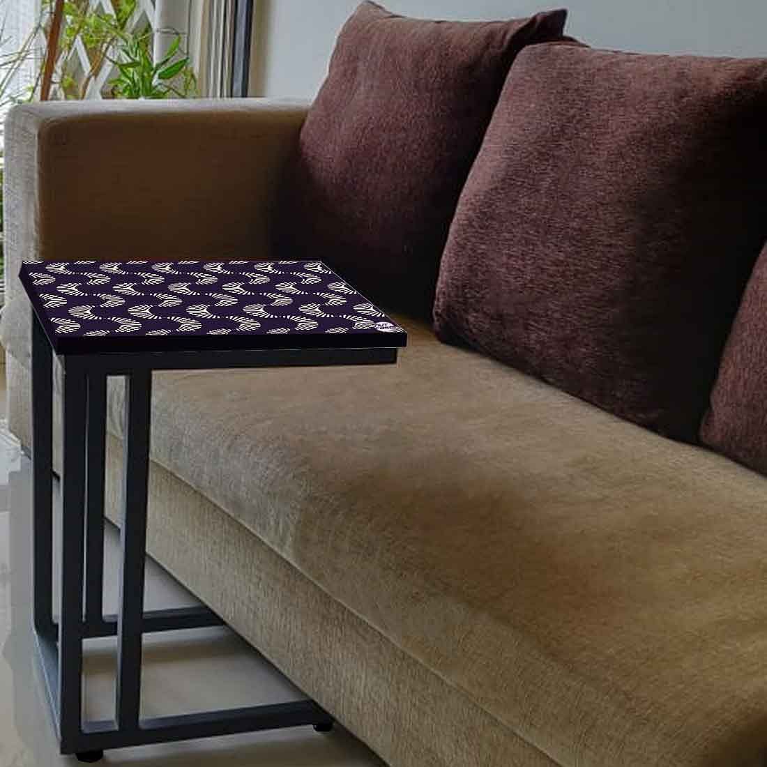 Designer Black C Side Table - Purple Retro Pattern - Image 3
