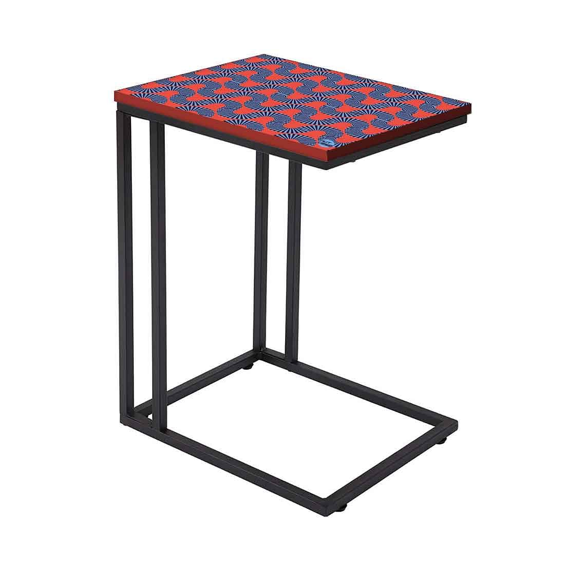 C Shaped End Table For Sofa - Orange Retro Pattern - Image 2