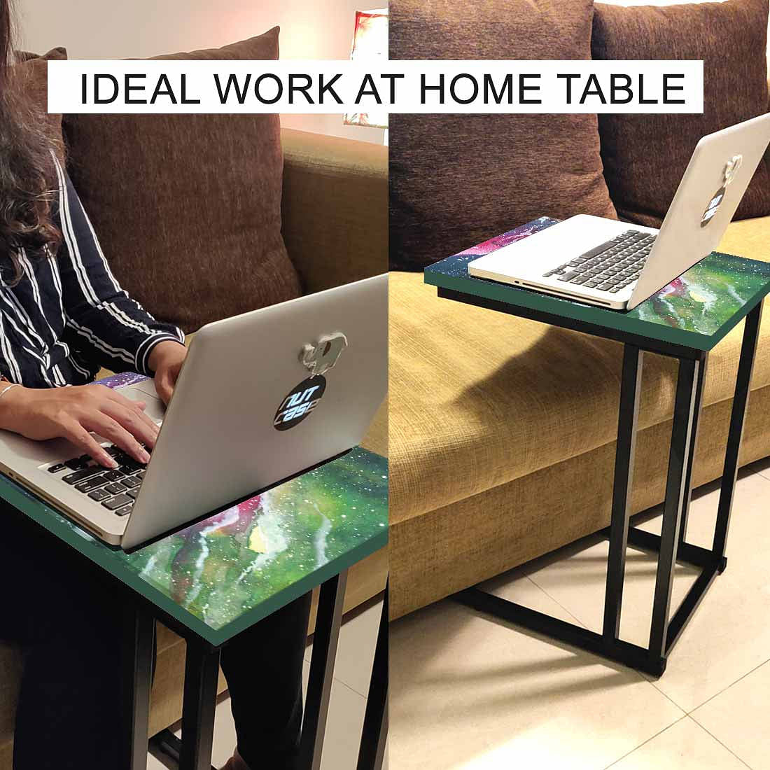 New C Shaped End Table - Space Green Watercolor - Image 6