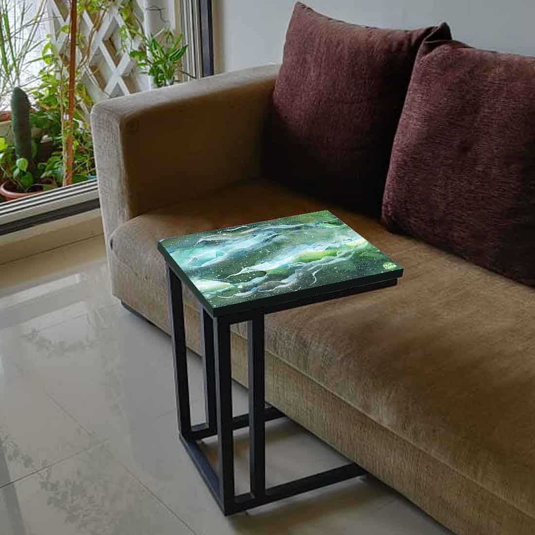 Designer C Sofa Side Table - Space Dark Green Watercolor