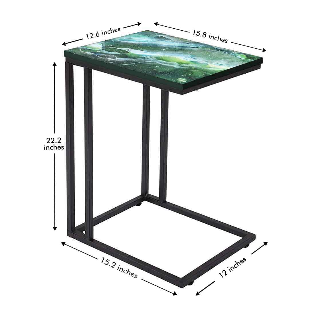 Designer C Sofa Side Table - Space Dark Green Watercolor - Image 5