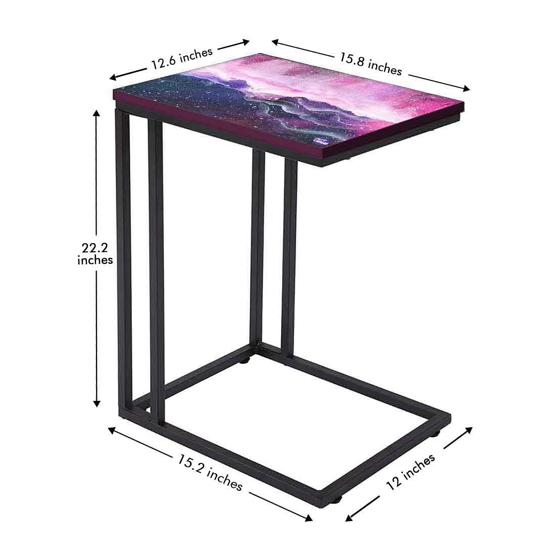 Latest C Shaped End Table - Space Colorful Watercolor - Image 5