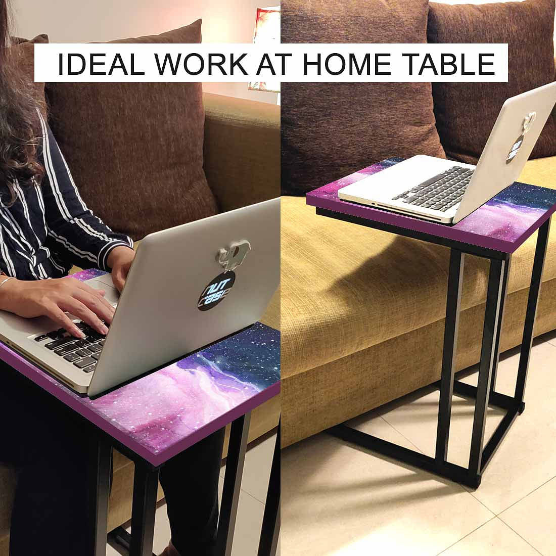 Latest C Shaped End Table - Space Colorful Watercolor - Image 6