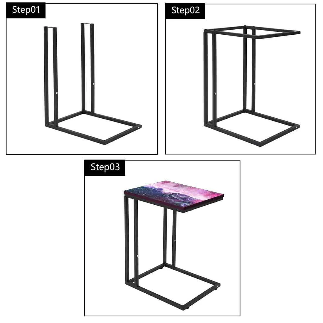 Latest C Shaped End Table - Space Colorful Watercolor - Image 7