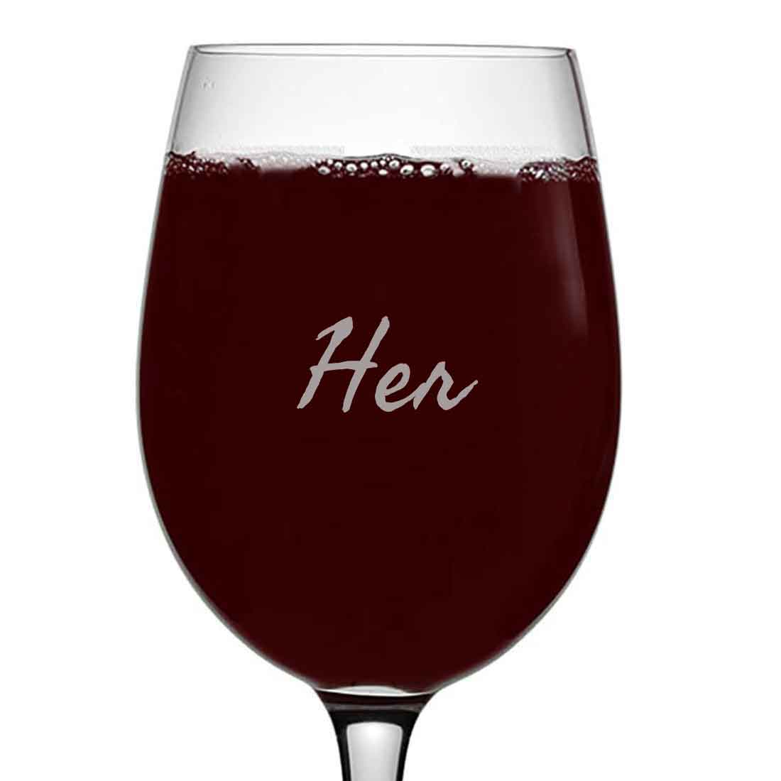 Engraved Wine Glasses for Couples Anniversary Gift Ideas for Couples - His & Her - Image 6