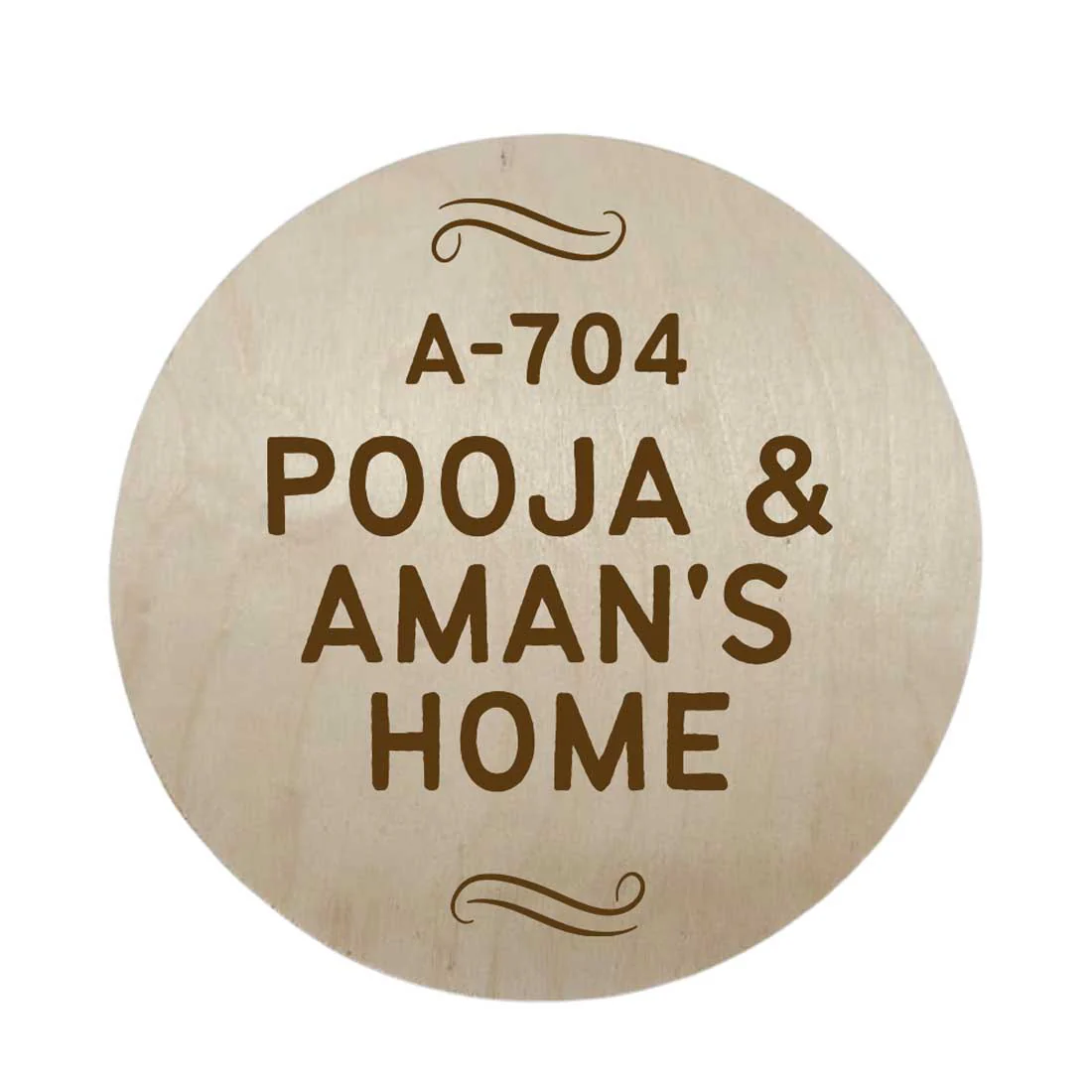 Engraved Wooden Name Plate for Home Flat Bungalows-Round - Image 2