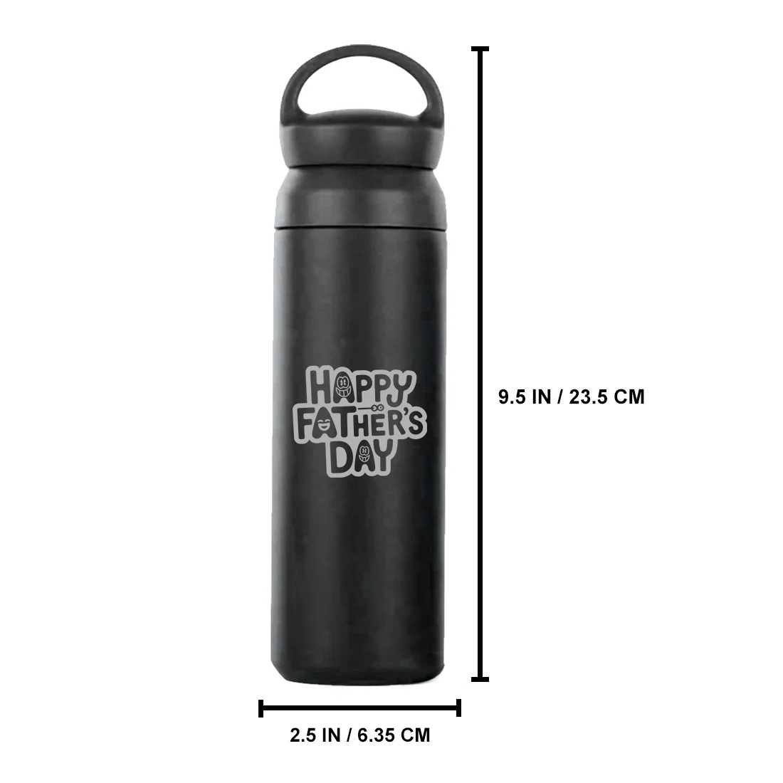 Father’s Day Gift Insulated Water Bottle – 500ml Black Stainless Steel Bottle with Handle - Image 3