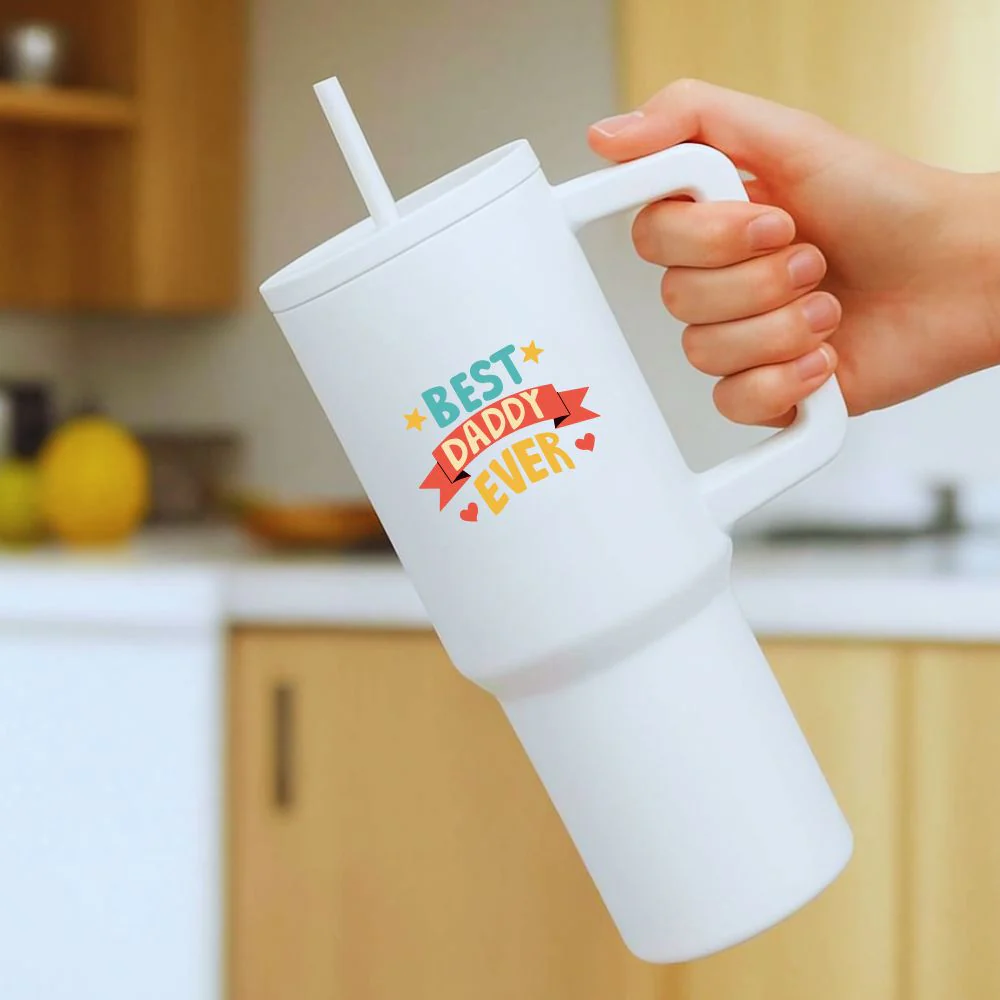 Father’s Day Mug for Dad-1200ml Insulated Coffee Tumbler with Straw & Lid - Best Dad Ever - Image 2