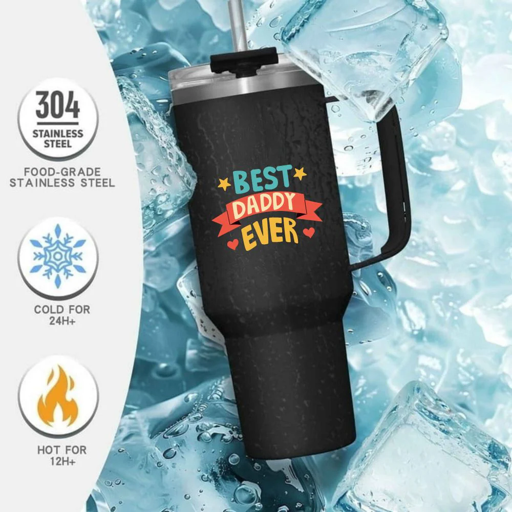 Father’s Day Mug for Dad-1200ml Insulated Coffee Tumbler with Straw & Lid - Best Dad Ever - Image 3