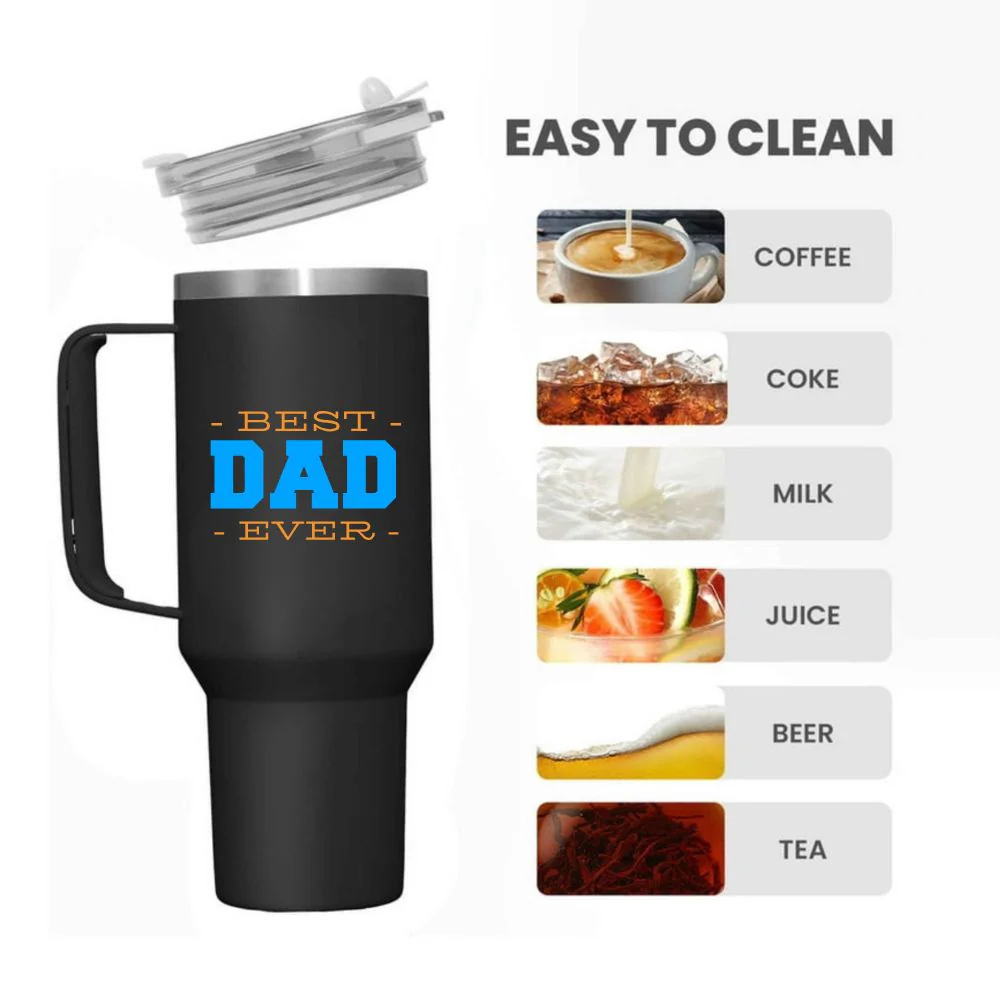 Father’s Day Mug for Dad-1200ml Insulated Coffee Tumbler with Straw & Lid - Best Dad Ever - Image 4