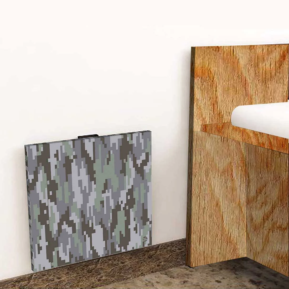 Luxury Bedside Table Wall Mount Stylish - Gray Camouflage - Image 8