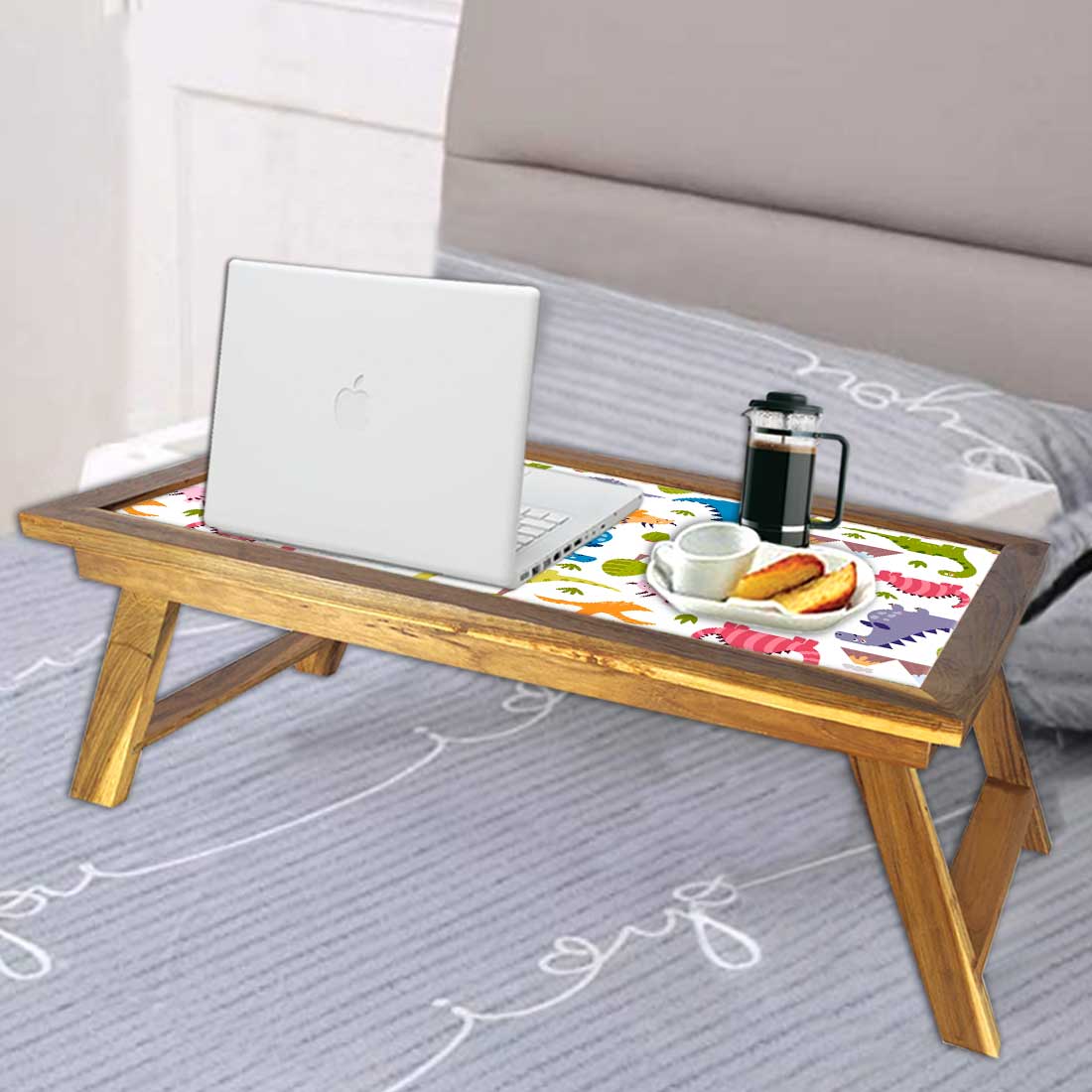 Folding Laptop Table for Home Bed Breakfast Tables Foldable - Cute Dinosaur - Image 4