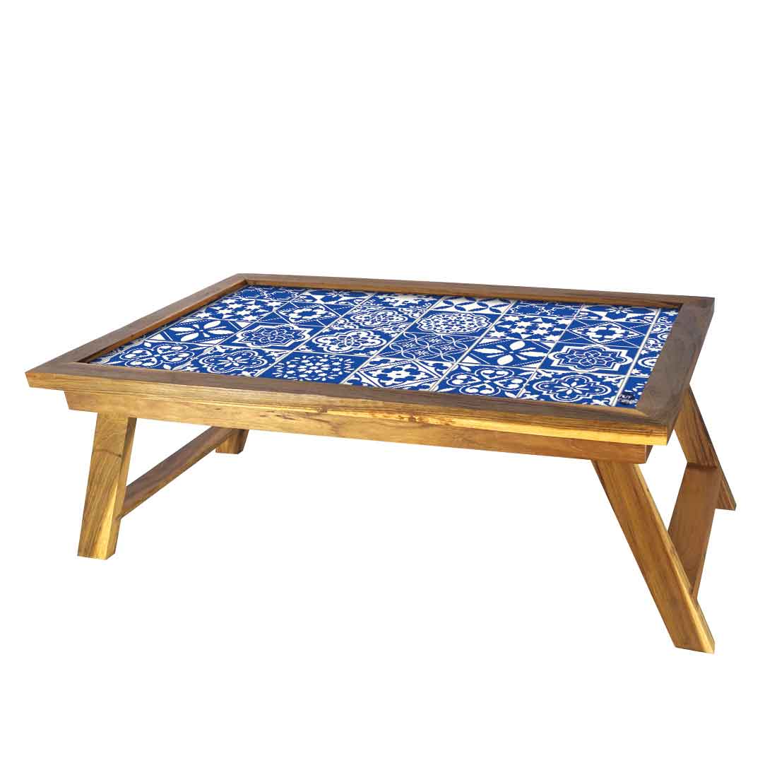 Designer Lapdesk Breakfast in Bed Desk Foldable Wooden Study Desk - Azulejo - Image 3