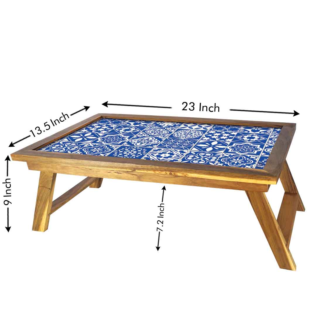 Designer Lapdesk Breakfast in Bed Desk Foldable Wooden Study Desk - Azulejo - Image 5