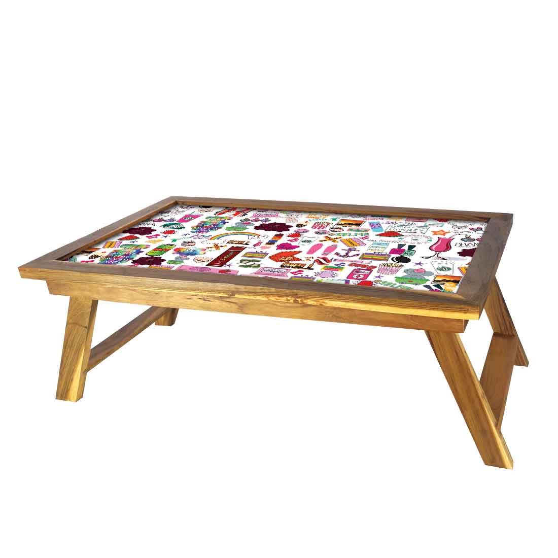 Foldable Wooden Study Desk for Bed Breakfast Tray With Legs - Teen Talk - Image 3
