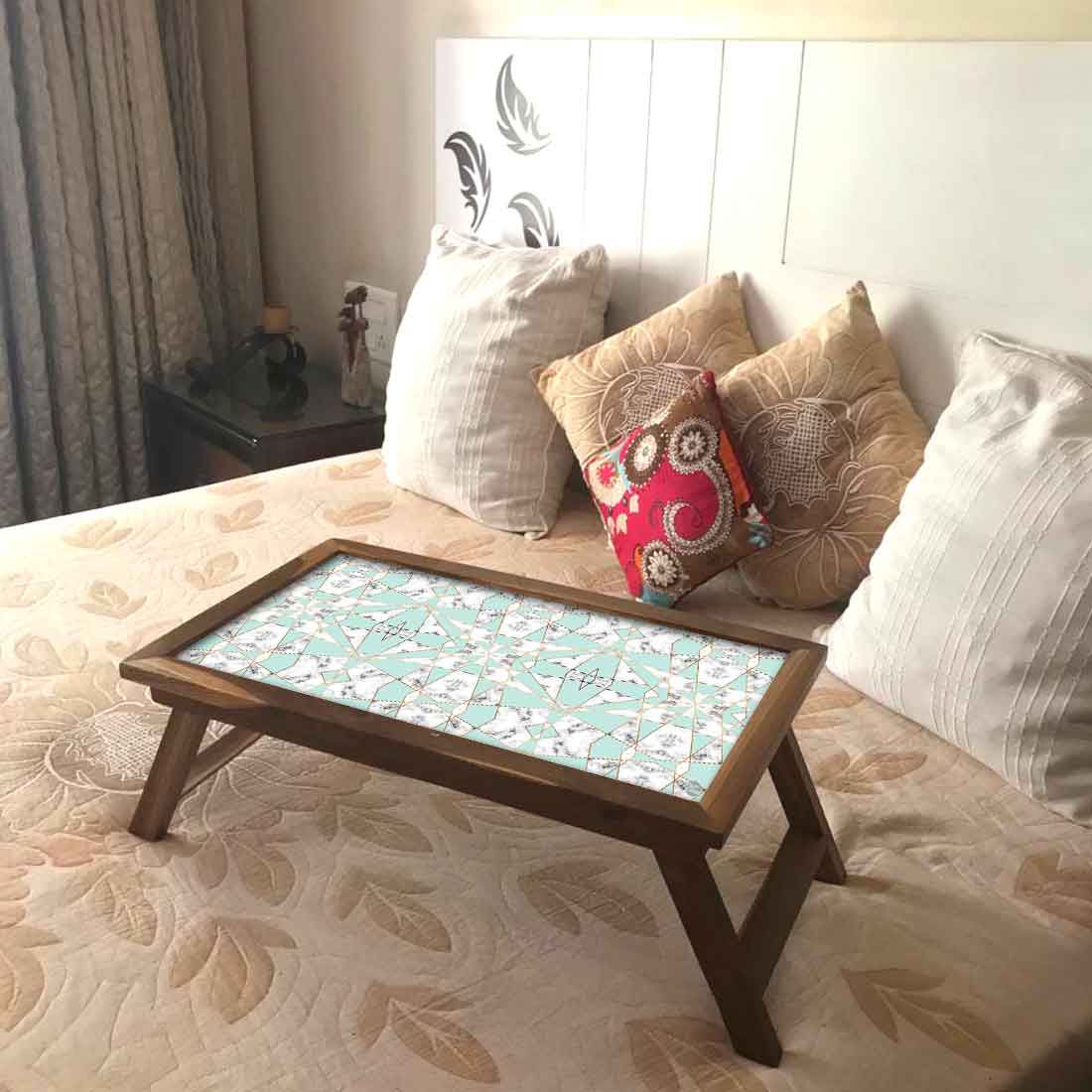 Nutcase Designer Lapdesk Breakfast in Bed Folding Tray Study Desk - Digital Print NOT Real Marble -Green Marble Pastel