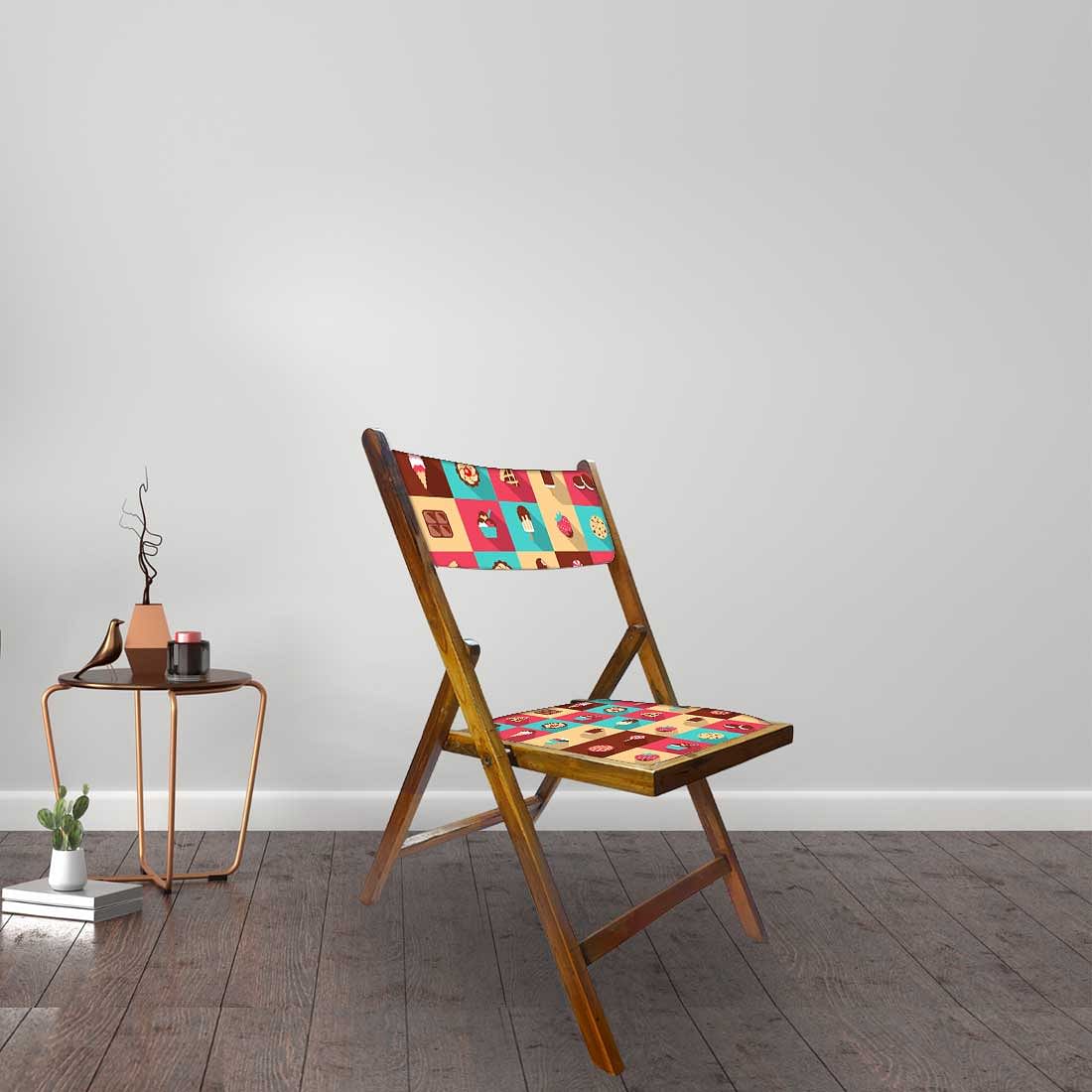 Nutcase Teak Wood Folding Chair For Home Dining - Strawberry - Image 3