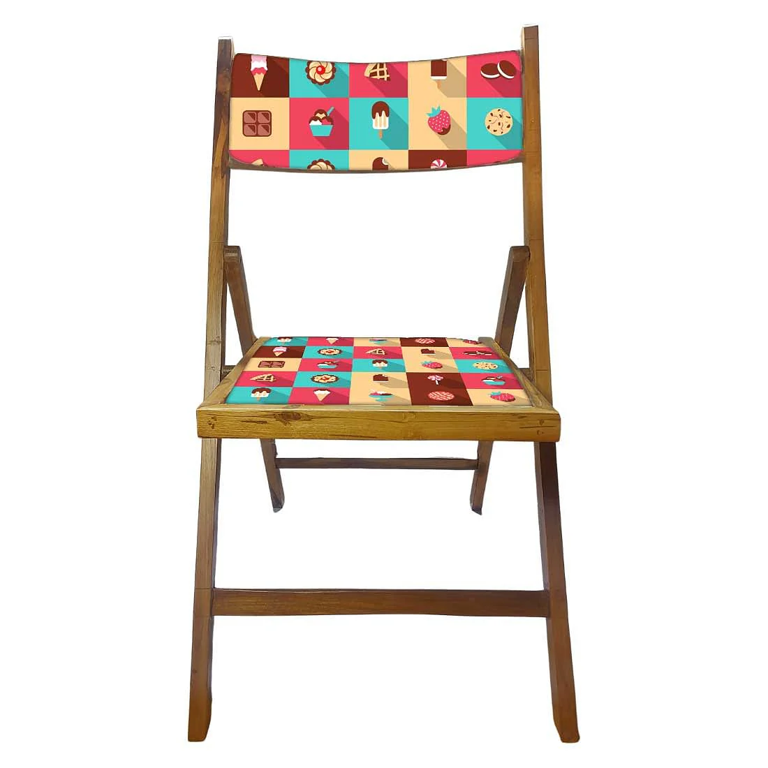 Nutcase Teak Wood Folding Chair For Home Dining - Strawberry - Image 5