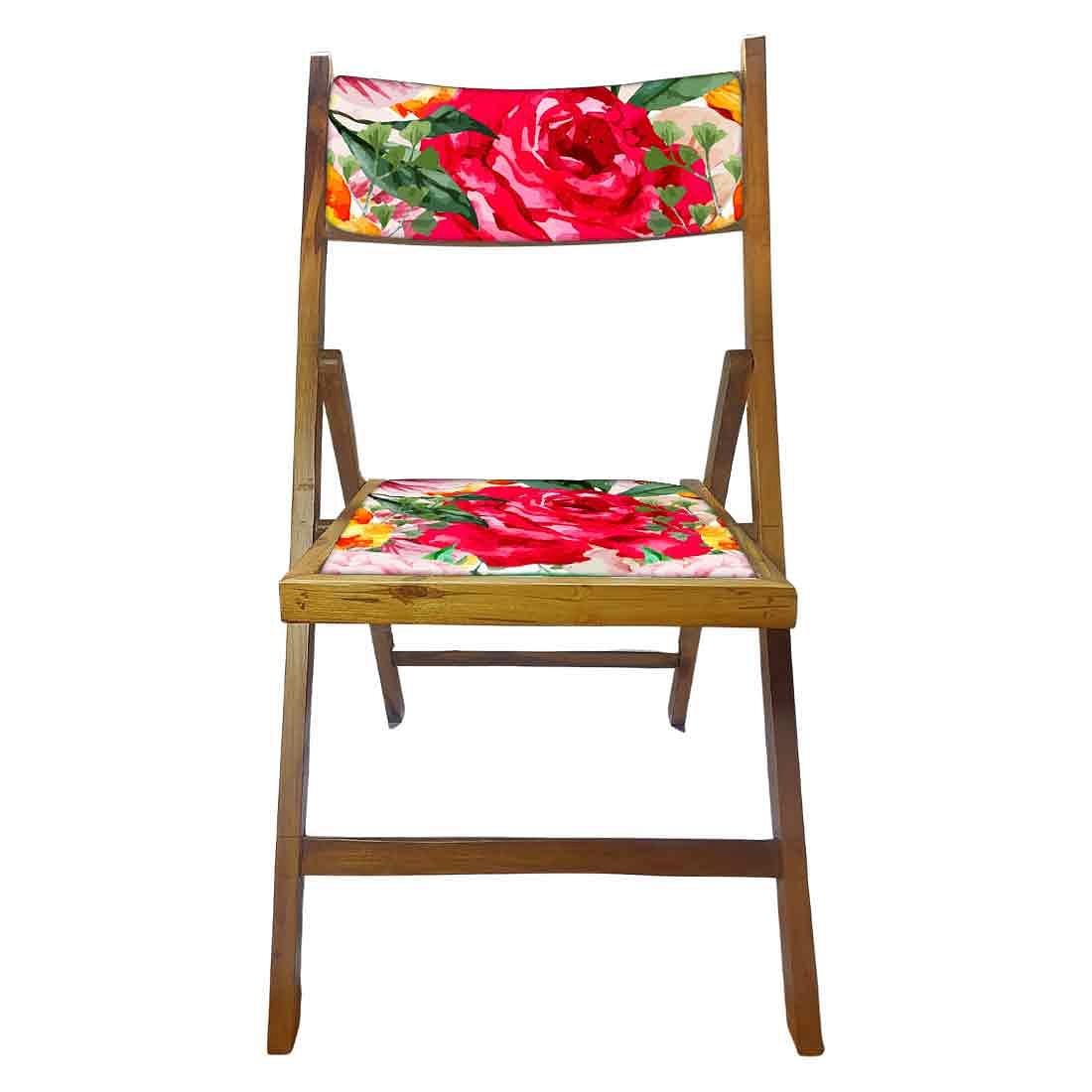 Nutcase Wooden Chair with cushion for Garden - Red Rose - Image 5
