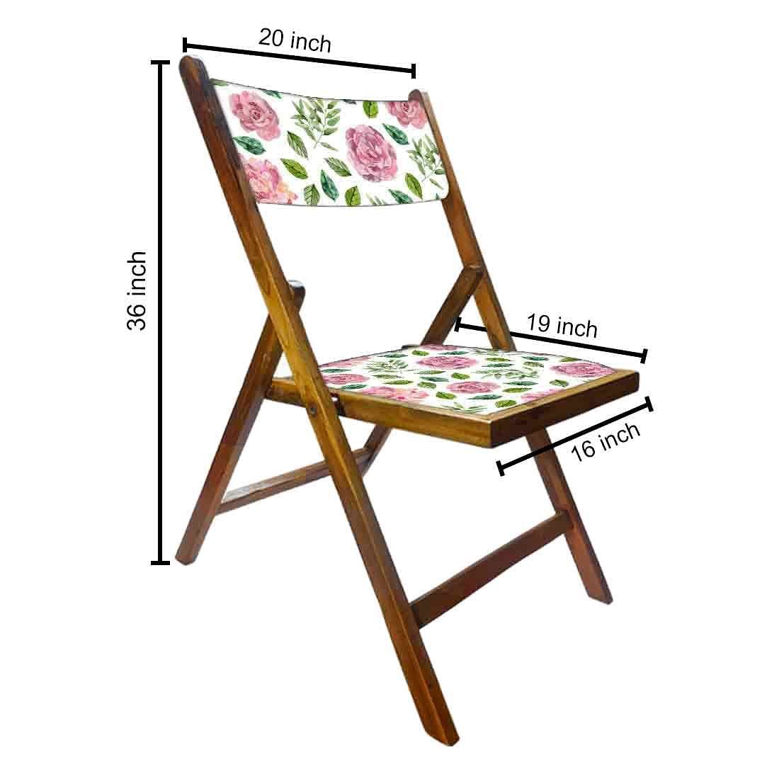 Nutcase Foldable Wooden Chairs With Cushion Seat - Pink Floral Leaves - Image 2