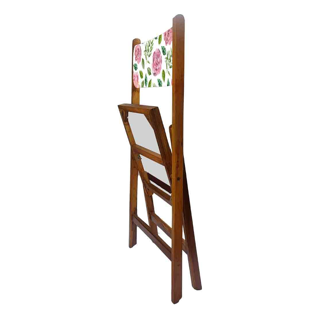 Nutcase Foldable Wooden Chairs With Cushion Seat - Pink Floral Leaves - Image 6