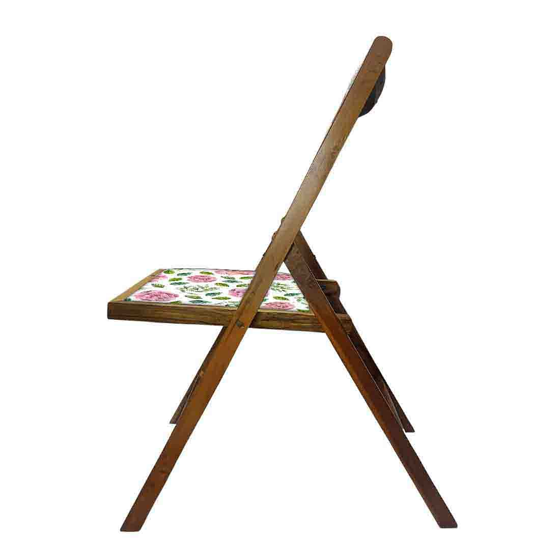 Nutcase Foldable Wooden Chairs With Cushion Seat - Pink Floral Leaves - Image 7