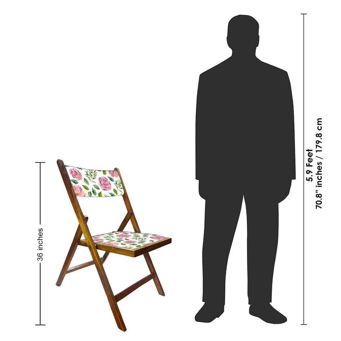 Nutcase Foldable Wooden Chairs With Cushion Seat - Pink Floral Leaves - Image 8