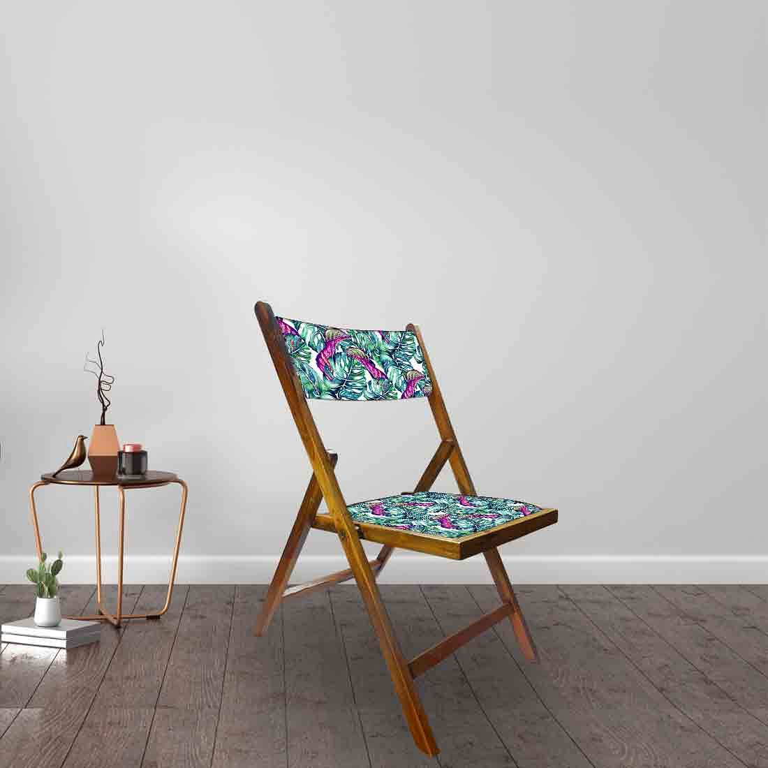 Nutcase Foldable Chairs For Home Dining - Pink Neon Leaves - Image 3