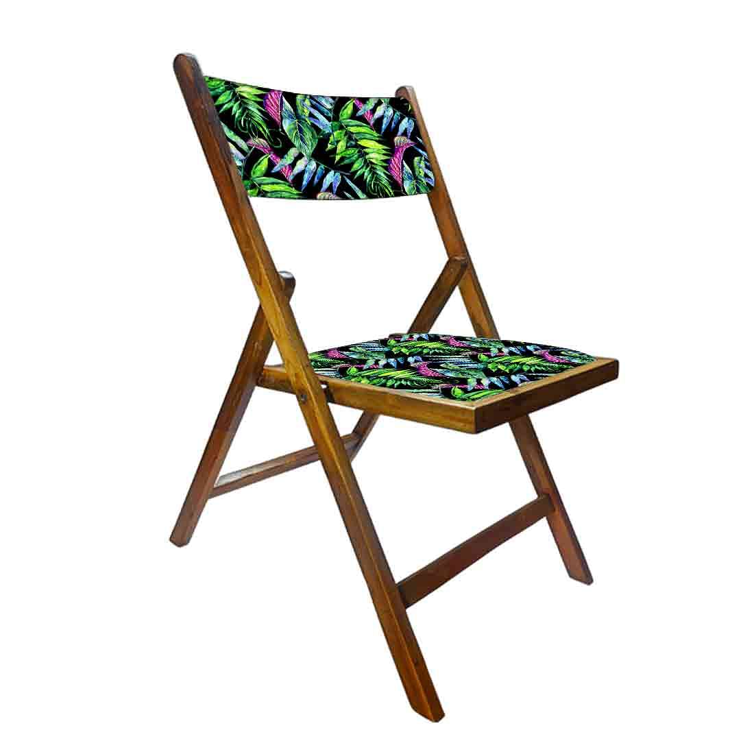 Nutcase Folding Wooden Chair - Blue Green Neon Leaves