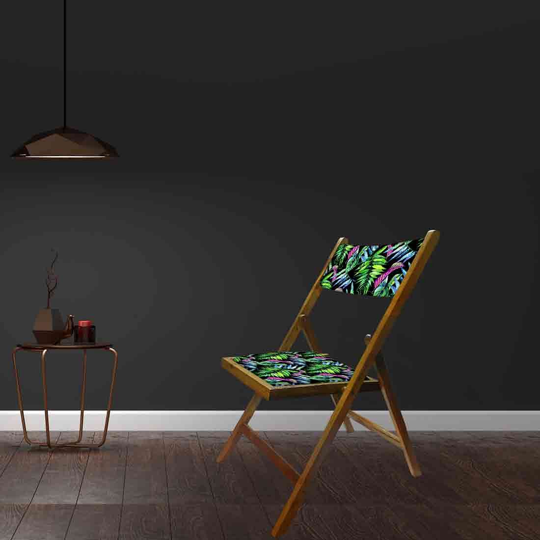 Nutcase Folding Wooden Chair - Blue Green Neon Leaves - Image 4