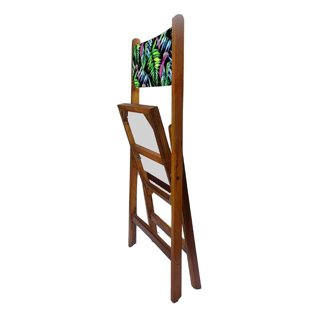 Nutcase Folding Wooden Chair - Blue Green Neon Leaves - Image 6