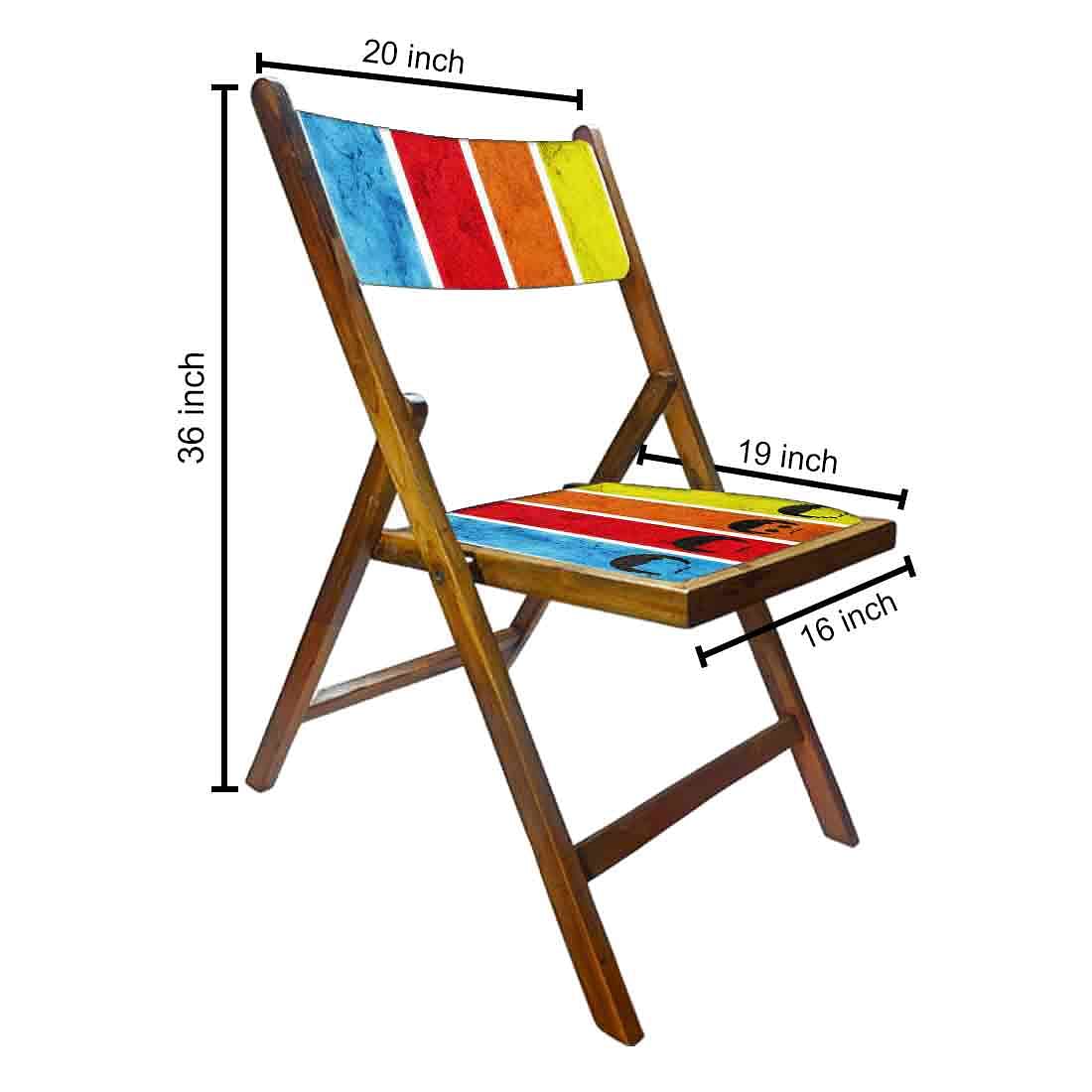 Nutcase Wooden Foldable Chair With Cushion - Colored Strips - Image 2