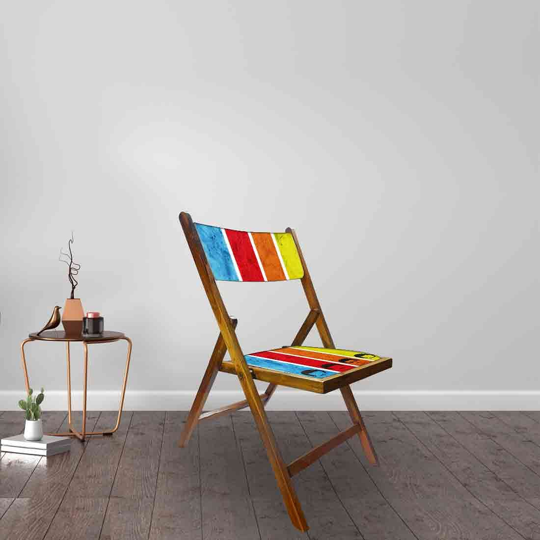 Nutcase Wooden Foldable Chair With Cushion - Colored Strips - Image 3