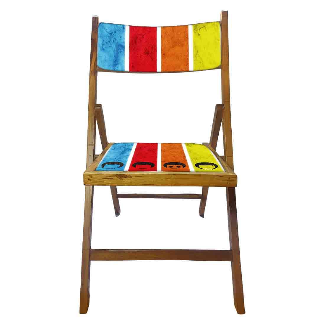 Nutcase Wooden Foldable Chair With Cushion - Colored Strips - Image 5