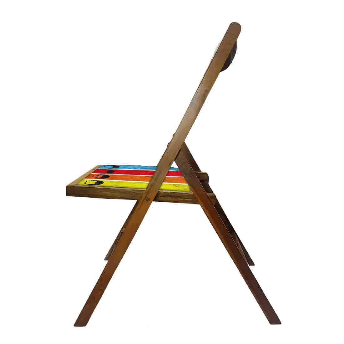 Nutcase Wooden Foldable Chair With Cushion - Colored Strips - Image 7