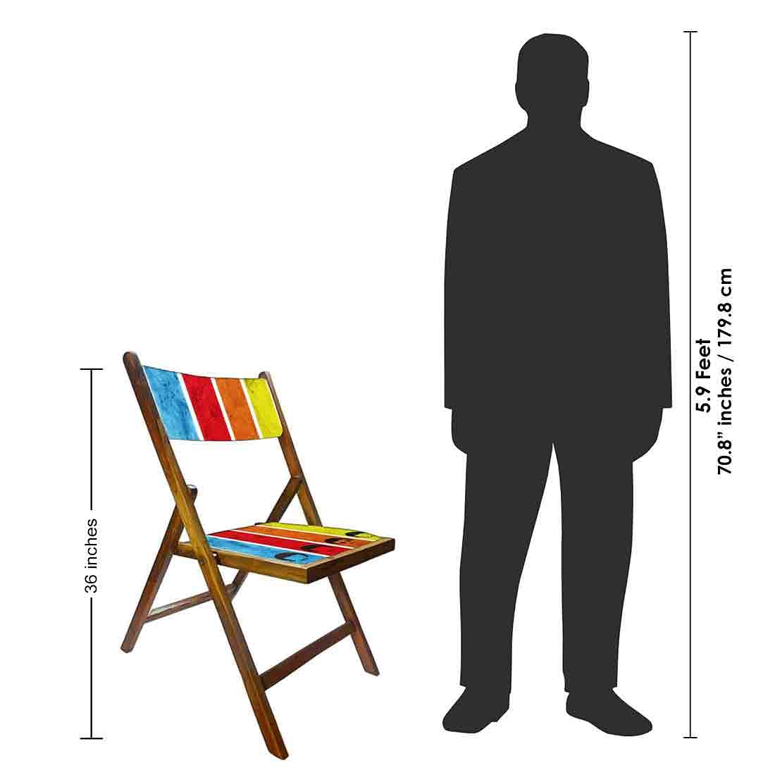 Nutcase Wooden Foldable Chair With Cushion - Colored Strips - Image 8