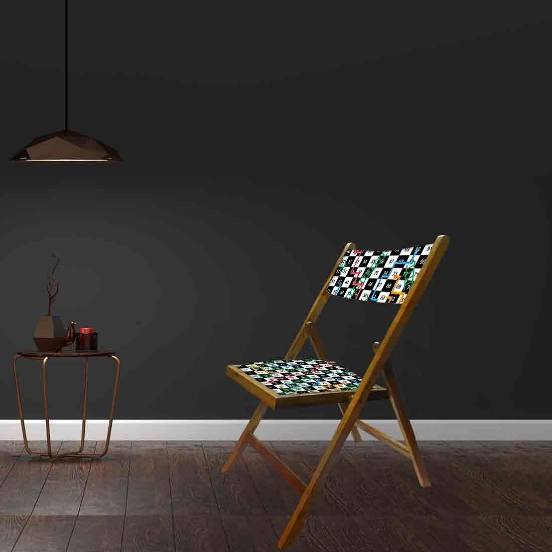 Nutcase Wooden Chair with Cushion For Living Room - Snake & Ladder Black - Image 4
