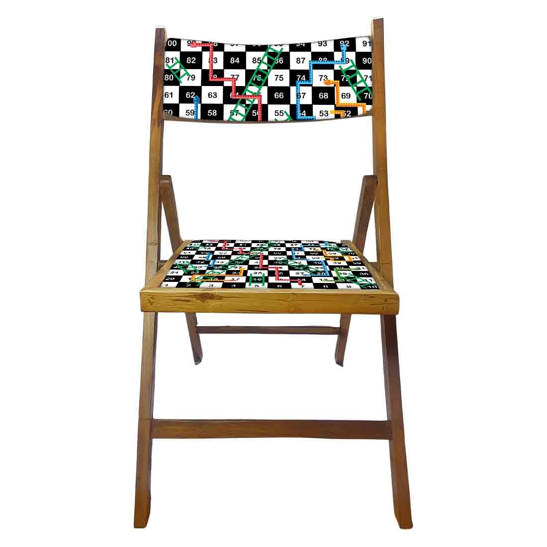 Nutcase Wooden Chair with Cushion For Living Room - Snake & Ladder Black - Image 5