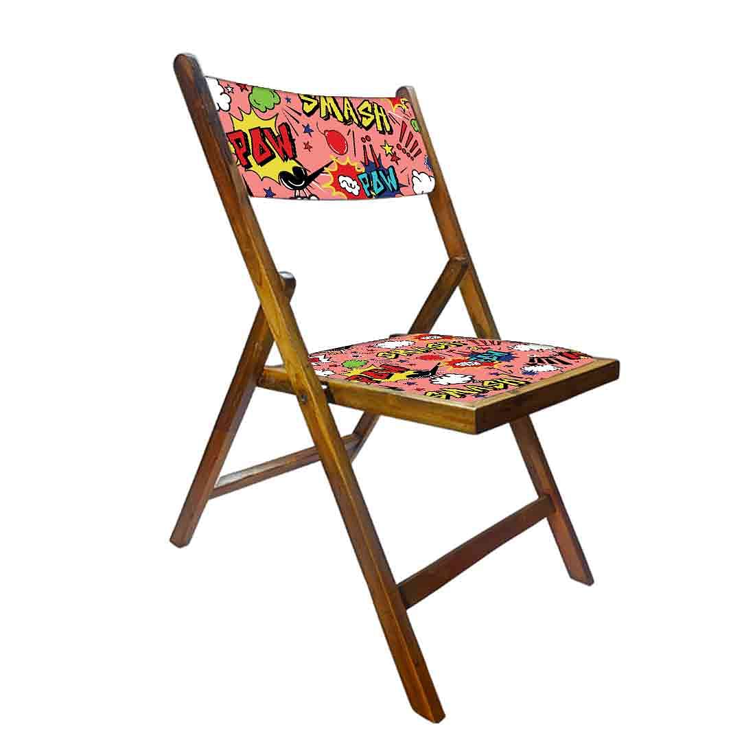 Nutcase Teak Wood Folding Chair For Adults - Smash Pink