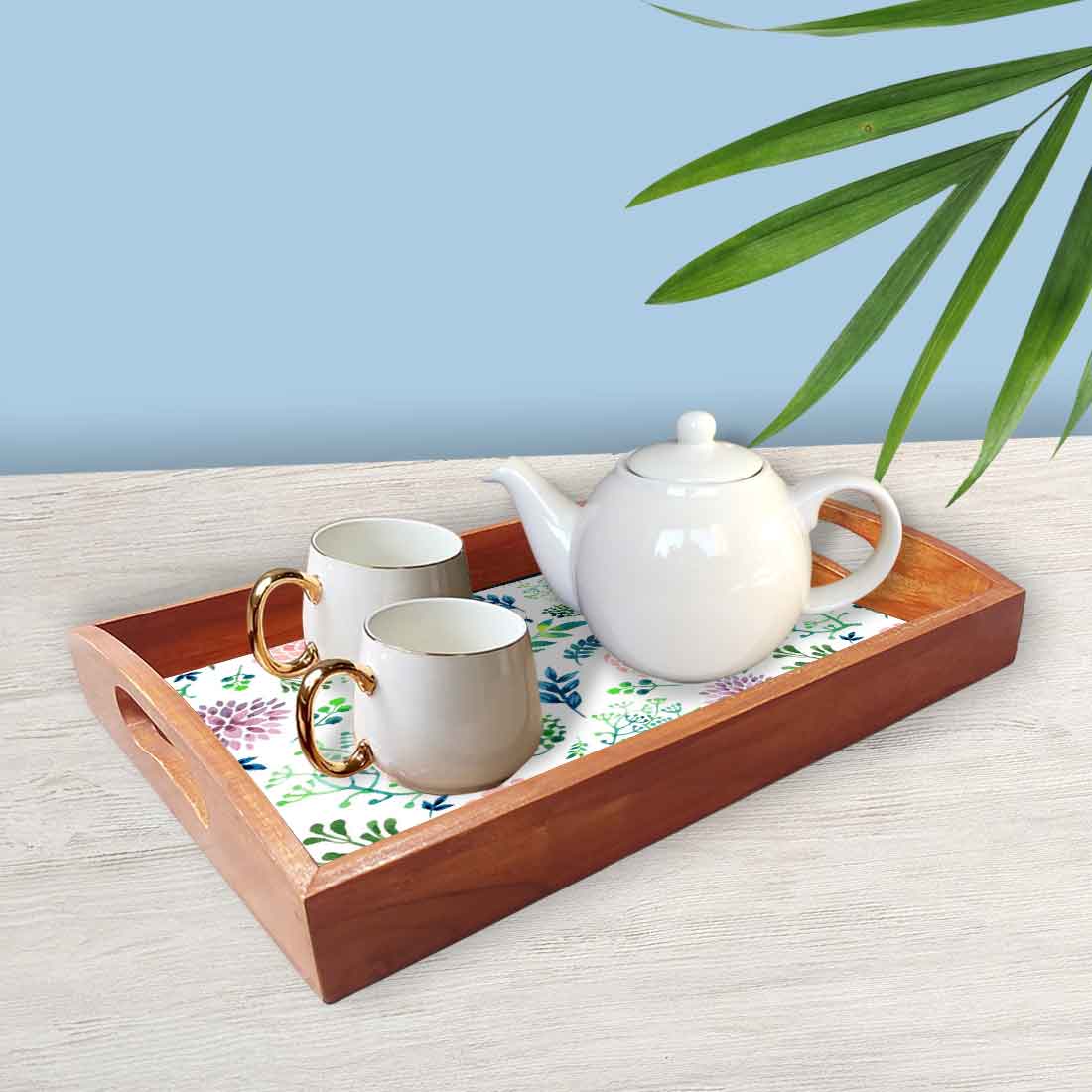 Wooden Kitchen Trays with Handles Set of 3 for Tea Coffee Serving - Image 2